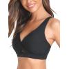 Ocean Blues Women’s V-Neck Bikini Top Retro Cutout Bathing Suit Top(Black)