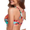 Ocean Blues Women’s V-Neck Bikini Top Retro Cutout Bathing Suit Top(Blue Floral)