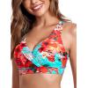 Ocean Blues Women’s V-Neck Bikini Top Retro Cutout Bathing Suit Top(Blue Floral)
