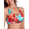 Ocean Blues Women’s V-Neck Bikini Top Retro Cutout Bathing Suit Top(Blue Floral)