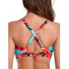 Ocean Blues Women’s V-Neck Bikini Top Retro Cutout Bathing Suit Top(Blue Floral)