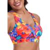 Ocean Blues Women’s V-Neck Bikini Top Retro Cutout Bathing Suit Top(Colorful Floral)