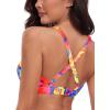 Ocean Blues Women’s V-Neck Bikini Top Retro Cutout Bathing Suit Top(Colorful Floral)