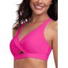 Ocean Blues Women’s V-Neck Bikini Top Retro Cutout Bathing Suit Top(Hot Pink)