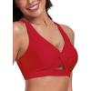 Ocean Blues Women’s V-Neck Bikini Top Retro Cutout Bathing Suit Top(Red)