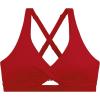 Ocean Blues Women’s V-Neck Bikini Top Retro Cutout Bathing Suit Top(Red)