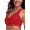 Ocean Blues Women’s V-Neck Bikini Top Retro Cutout Bathing Suit Top(Red)