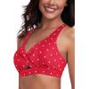 Ocean Blues Women’s V-Neck Bikini Top Retro Cutout Bathing Suit Top(Red Polka Dot)
