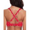 Ocean Blues Women’s V-Neck Bikini Top Retro Cutout Bathing Suit Top(Red Polka Dot)