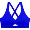 Ocean Blues Women’s V-Neck Bikini Top Retro Cutout Bathing Suit Top(Royal Blue)
