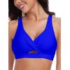 Ocean Blues Women’s V-Neck Bikini Top Retro Cutout Bathing Suit Top(Royal Blue)