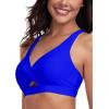 Ocean Blues Women’s V-Neck Bikini Top Retro Cutout Bathing Suit Top(Royal Blue)