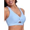 Ocean Blues Women’s V-Neck Bikini Top Retro Cutout Bathing Suit Top(Sea Blue)