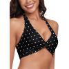 Ocean Blues Women’s V-Neck Bikini Top Twist Triangle Swimsuit Top Halter Bathing Suit Top(Black Polka Dot)
