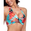 Ocean Blues Women’s V-Neck Bikini Top Twist Triangle Swimsuit Top Halter Bathing Suit Top(Blue Floral)