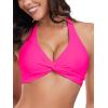 Ocean Blues Women’s V-Neck Bikini Top Twist Triangle Swimsuit Top Halter Bathing Suit Top(Hot Pink)