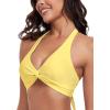 Ocean Blues Women’s V-Neck Bikini Top Twist Triangle Swimsuit Top Halter Bathing Suit Top(Lemon Yellow)