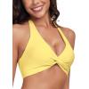 Ocean Blues Women’s V-Neck Bikini Top Twist Triangle Swimsuit Top Halter Bathing Suit Top(Lemon Yellow)