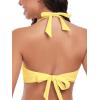 Ocean Blues Women’s V-Neck Bikini Top Twist Triangle Swimsuit Top Halter Bathing Suit Top(Lemon Yellow)