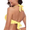 Ocean Blues Women’s V-Neck Bikini Top Twist Triangle Swimsuit Top Halter Bathing Suit Top(Lemon Yellow)