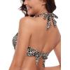 Ocean Blues Women’s V-Neck Bikini Top Twist Triangle Swimsuit Top Halter Bathing Suit Top(Leopard)