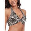 Ocean Blues Women’s V-Neck Bikini Top Twist Triangle Swimsuit Top Halter Bathing Suit Top(Leopard)