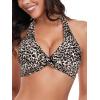 Ocean Blues Women’s V-Neck Bikini Top Twist Triangle Swimsuit Top Halter Bathing Suit Top(Leopard)