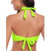 Ocean Blues Women’s V-Neck Bikini Top Twist Triangle Swimsuit Top Halter Bathing Suit Top(Neon Green)
