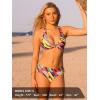 Ocean Blues Women’s V-Neck Bikini Top Twist Triangle Swimsuit Top Halter Bathing Suit Top(Neon Striped)