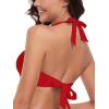 Ocean Blues Women’s V-Neck Bikini Top Twist Triangle Swimsuit Top Halter Bathing Suit Top(Red)