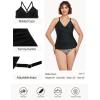 Ocean Blues Women’s Vneck Tankini Top Only Ruched Tummy Control Bathing Siut Top No Bottom(Black)