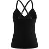 Ocean Blues Women’s Vneck Tankini Top Only Ruched Tummy Control Bathing Siut Top No Bottom(Black)