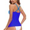 Ocean Blues Women’s Vneck Tankini Top Only Ruched Tummy Control Bathing Siut Top No Bottom(Blue & Royal Blue)
