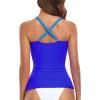 Ocean Blues Women’s Vneck Tankini Top Only Ruched Tummy Control Bathing Siut Top No Bottom(Blue & Royal Blue)
