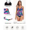 Ocean Blues Women’s Vneck Tankini Top Only Ruched Tummy Control Bathing Siut Top No Bottom(Colorful Leaves)