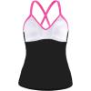 Ocean Blues Women’s Vneck Tankini Top Only Ruched Tummy Control Bathing Siut Top No Bottom(Hot Pink & Black)