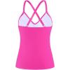 Ocean Blues Women’s Vneck Tankini Top Only Ruched Tummy Control Bathing Siut Top No Bottom(Hot Pink)