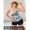 Ocean Blues Women’s Vneck Tankini Top Only Ruched Tummy Control Bathing Siut Top No Bottom(Leaf Print)