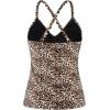 Ocean Blues Women’s Vneck Tankini Top Only Ruched Tummy Control Bathing Siut Top No Bottom(Leopard)