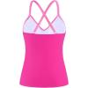 Ocean Blues Women’s Vneck Tankini Top Only Ruched Tummy Control Bathing Siut Top No Bottom(Ligh Pink & Hot Pink)