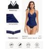 Ocean Blues Women’s Vneck Tankini Top Only Ruched Tummy Control Bathing Siut Top No Bottom(Navy Blue)