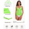 Ocean Blues Women’s Vneck Tankini Top Only Ruched Tummy Control Bathing Siut Top No Bottom(Neon Green)