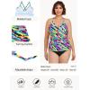 Ocean Blues Women’s Vneck Tankini Top Only Ruched Tummy Control Bathing Siut Top No Bottom(Neon Striped)