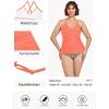 Ocean Blues Women’s Vneck Tankini Top Only Ruched Tummy Control Bathing Siut Top No Bottom(Orange-pink)