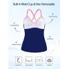 Ocean Blues Women’s Vneck Tankini Top Only Ruched Tummy Control Bathing Siut Top No Bottom(Pink & Navy)