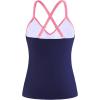 Ocean Blues Women’s Vneck Tankini Top Only Ruched Tummy Control Bathing Siut Top No Bottom(Pink & Navy)