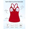 Ocean Blues Women’s Vneck Tankini Top Only Ruched Tummy Control Bathing Siut Top No Bottom(Red)