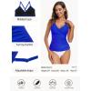 Ocean Blues Women’s Vneck Tankini Top Only Ruched Tummy Control Bathing Siut Top No Bottom(Royal Blue)