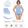Ocean Blues Women’s Vneck Tankini Top Only Ruched Tummy Control Bathing Siut Top No Bottom(Sea Blue)