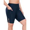 Ocean Blues Women’s 8″ High Waisted Swim Shorts with Pockets Tummy Control Board Shorts UPF 50+ Beach Shorts(Navy Blue)
